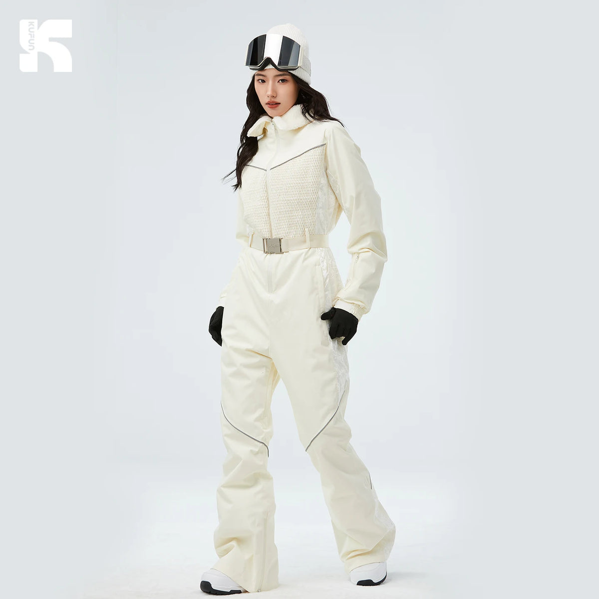 KUFUN-ropa de esquí para mujer, mono, impermeable, general, grueso, Snowboard, de una pieza, a prueba de viento, deporte de nieve, suelto, para adultos y adolescentes
