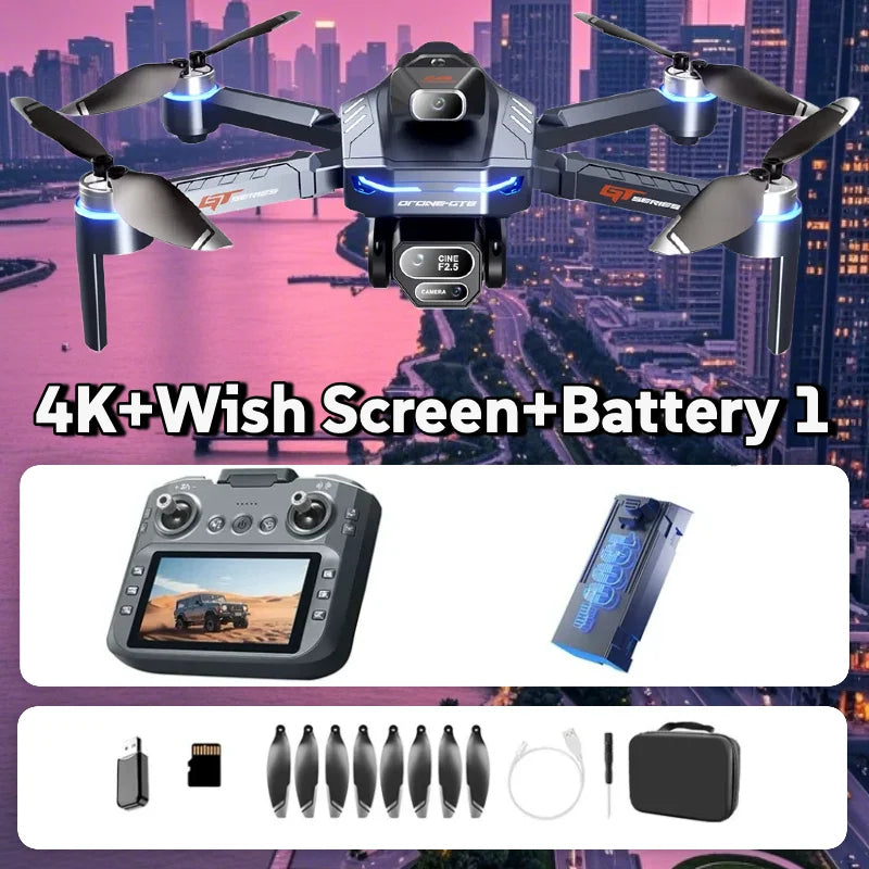 Para Dron GT8 Genuino 4K Profesional Doble Cámara FPV GPS Motor sin escobillas Flujo óptico Suspensión Plegable Quadcopter 4k 8K RC Dron