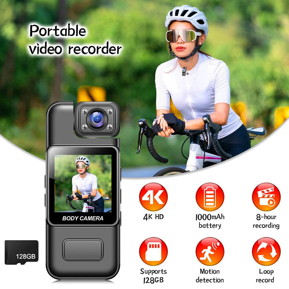 Nuevo 4K 1080P HD WiFi Mini cámara grabadora de vídeo Digital portátil policía/bicicleta cuerpo Cam IR visión nocturna deportes DV pequeña videocámara