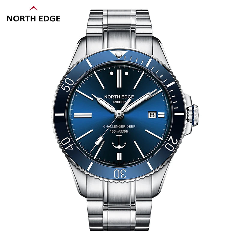 Reloj mecánico para hombre NORTH EDGE ANCHOR de 42 mm, reloj automático de lujo con cristal de zafiro y movimiento MIYOTA 8215, resistente al agua 10 bar.