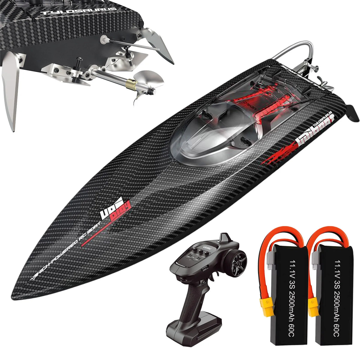 Large high-speed remote-controlled boat 31mph alloy tail kit RC brushless motor (25 inches) UDI022 3S/4S battery high-speed driv