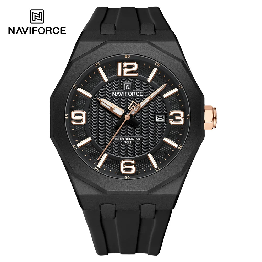 NAVIFORCE Men Wristwatch Top Brand Luxury Clear Business Watch Silicone Sport Military Original Quartz Male Clock Gift 8079