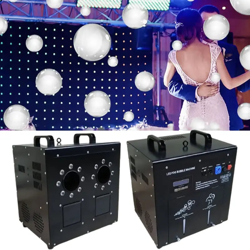 Máquina de Burbujas de Humo de 1500W con Doble Orificio, Control DMX 512, Efecto de Burbujas para Bodas, Escenarios, DJ, Discotecas, Bares, Fiestas y Espectáculos