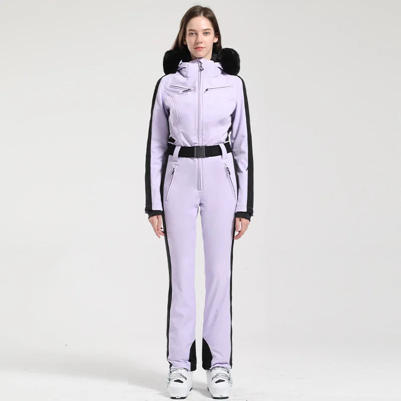 Traje de esquí de una pieza para mujer, monos gruesos de Snowboard para mujer, ropa transpirable impermeable a prueba de viento para invierno, traje de esquí