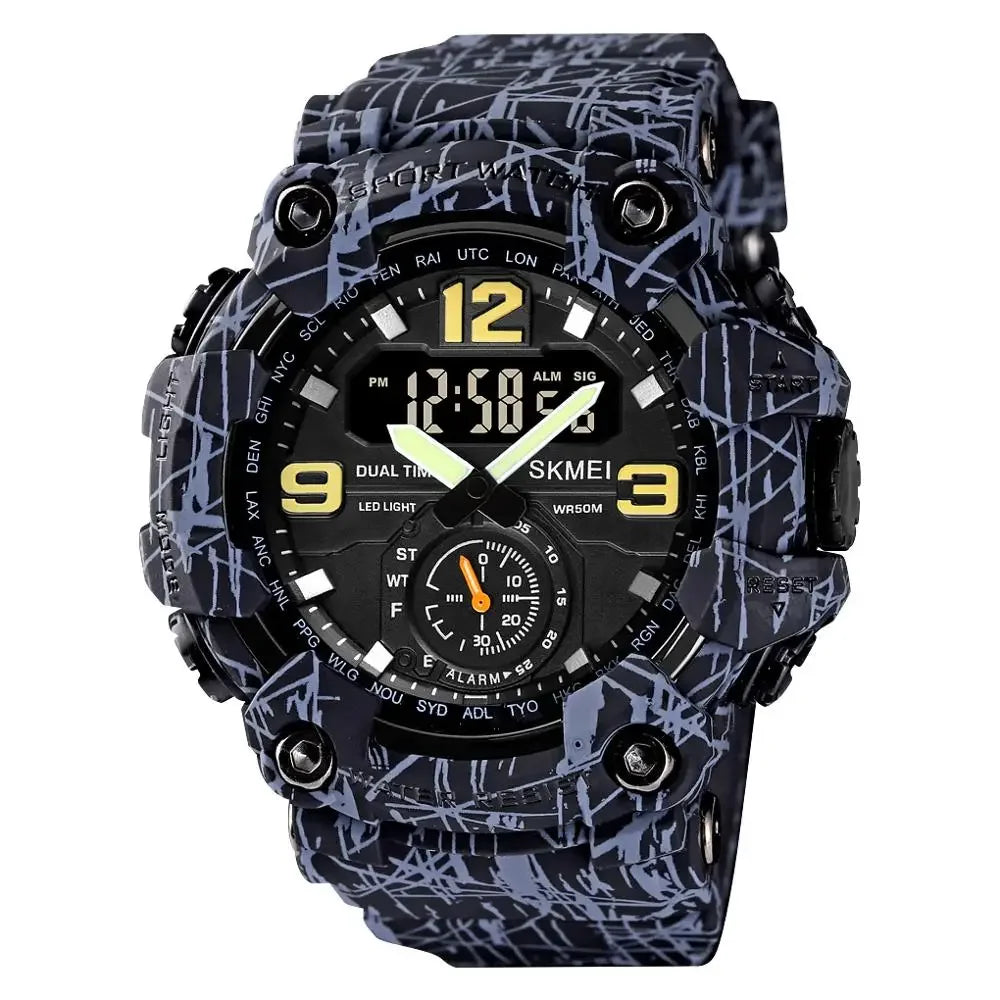 Reloj digital militar SKMEI 1637 para hombre, reloj de pulsera impermeable con camuflaje, reloj deportivo de cuarzo resistente a los golpes 1384 para hombre