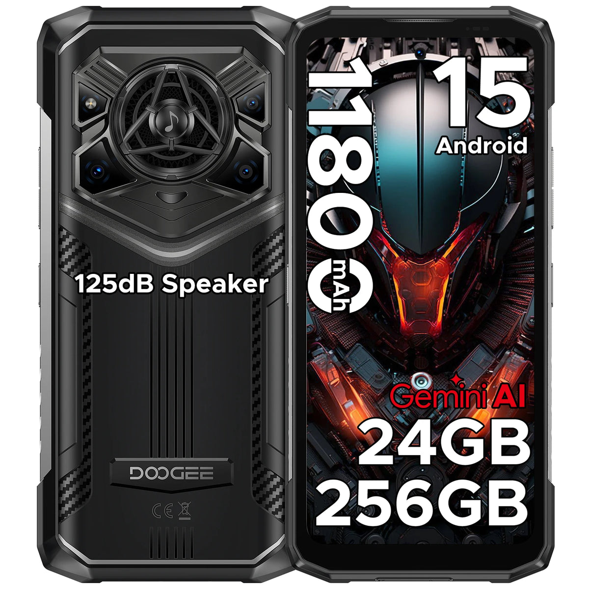 DOOGEE Blade20 Pro - Smartphone reforzado con IA Gemini, batería de 11800 mAh, 24 GB de RAM (6 + 18), almacenamiento Go