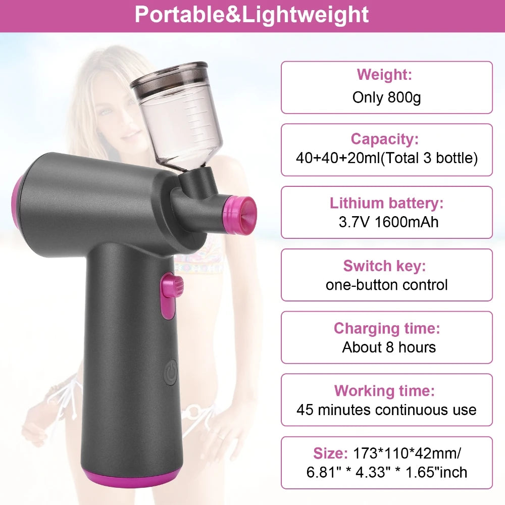 Máquina de bronceado en aerosol para el hogar, autobronceador portátil, herramienta pulverizadora de bronceado eléctrica sin escobillas, aerógrafo de niebla corporal
