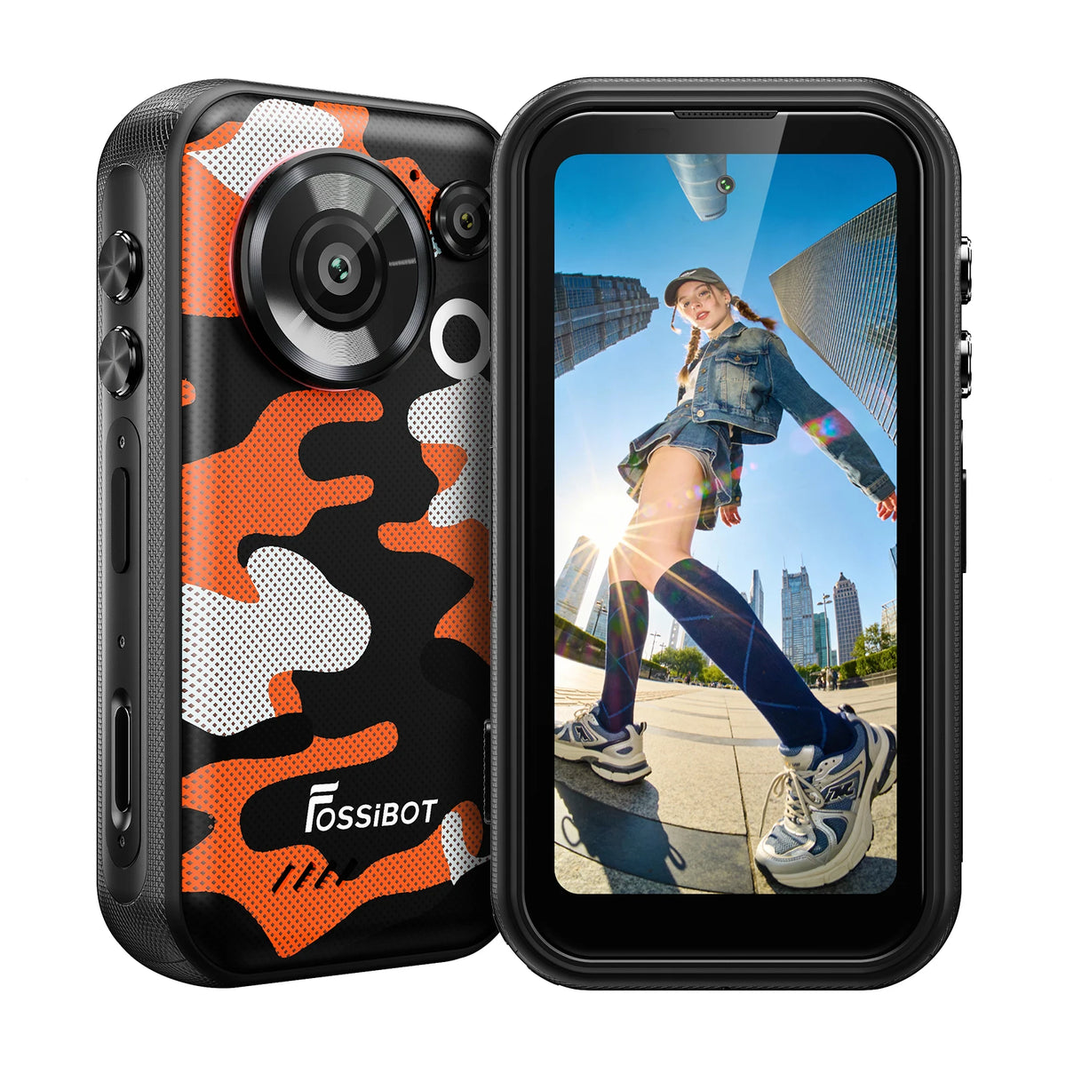 FOSSiBOT F116 Pro 5G Mini Rugged Phone Dimensity 7300, 36GB(12+24)+256GB, 4" HD Screen, 3700mAh 33W Charge, Android 16, 152.6° Wide Angle 50MP+48MP OIS+32MP, IP68, LED Light, One-Click Video, Fashion Business Outdoor Cell Ph