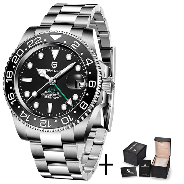 Nuevo reloj mecánico de lujo para hombre PAGANI DESIGN 2025, reloj GMT de acero inoxidable, cristal de zafiro de marca superior para hombre PD-1662