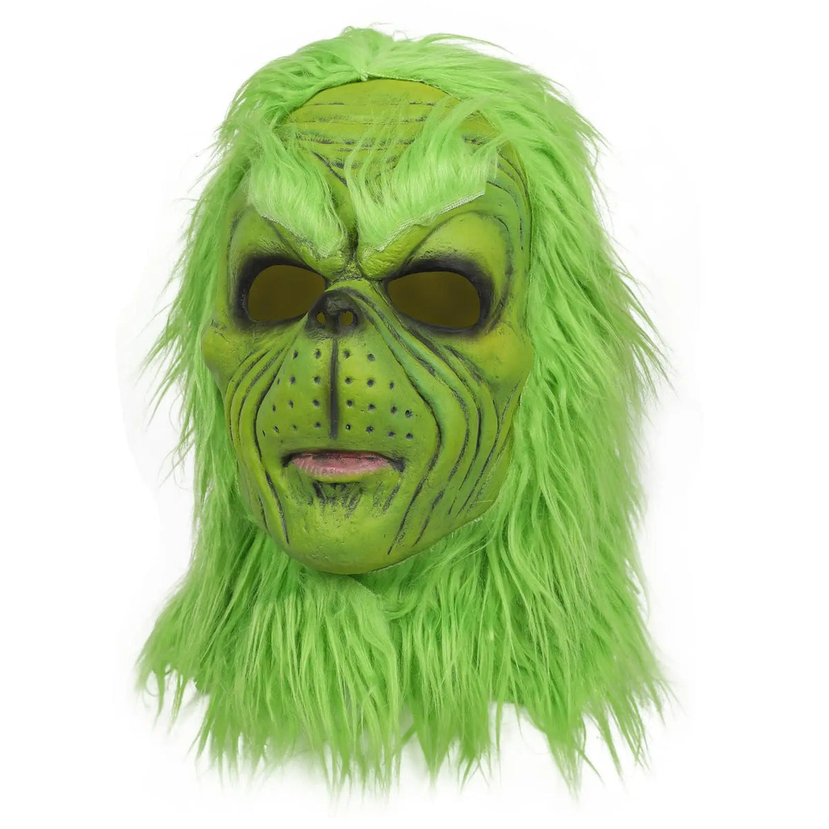 Máscara de monstruo verde de lujo, guantes de piel sintética, máscara de Papá Noel para cosplay, accesorio de disfraz de Halloween y Navidad para un atuendo de Papá Noel.