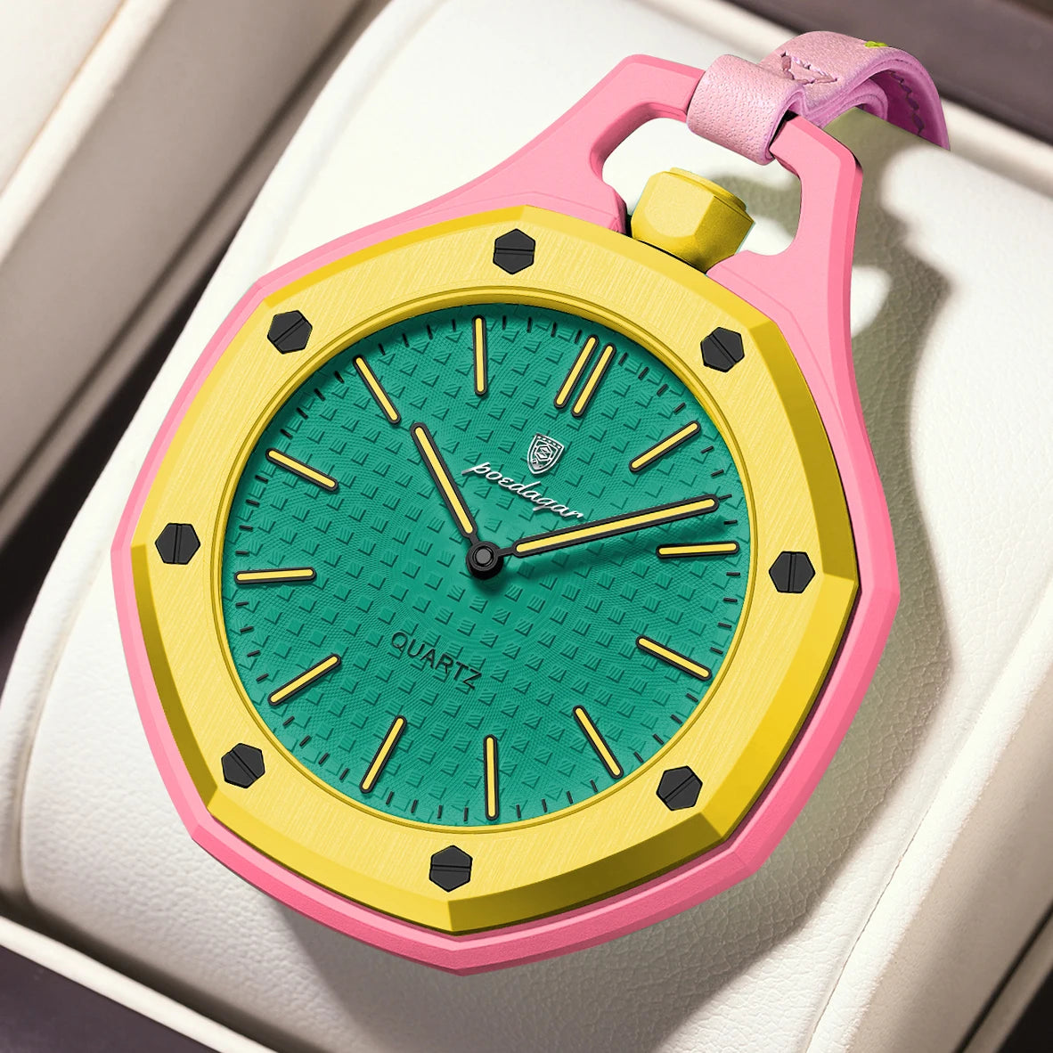 Reloj de pulsera de cuarzo para hombre POEDAGAR, estilo juvenil, portátil, con colgante decorativo, resistente al agua, luminoso y de colores dulces a la moda