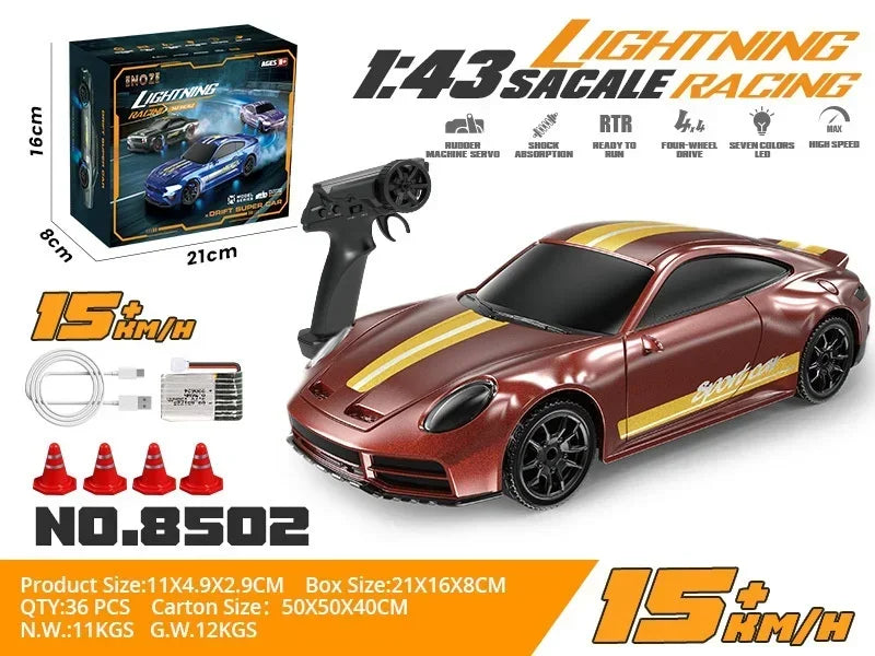Mini coche de drift teledirigido 2.4G 1/43 8501/8500 - Coche de radiocontrol de alta velocidad | Modelo de drift profesional | Juguetes para niños y regalos de carreras