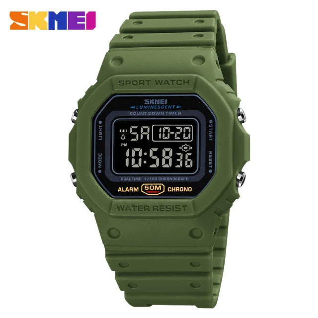 Reloj digital militar SKMEI 1628 para hombre, deportivo retro, resistente al agua, reloj de pulsera electrónico con pantalla LED, modelo 1988, Reloj Hombre
