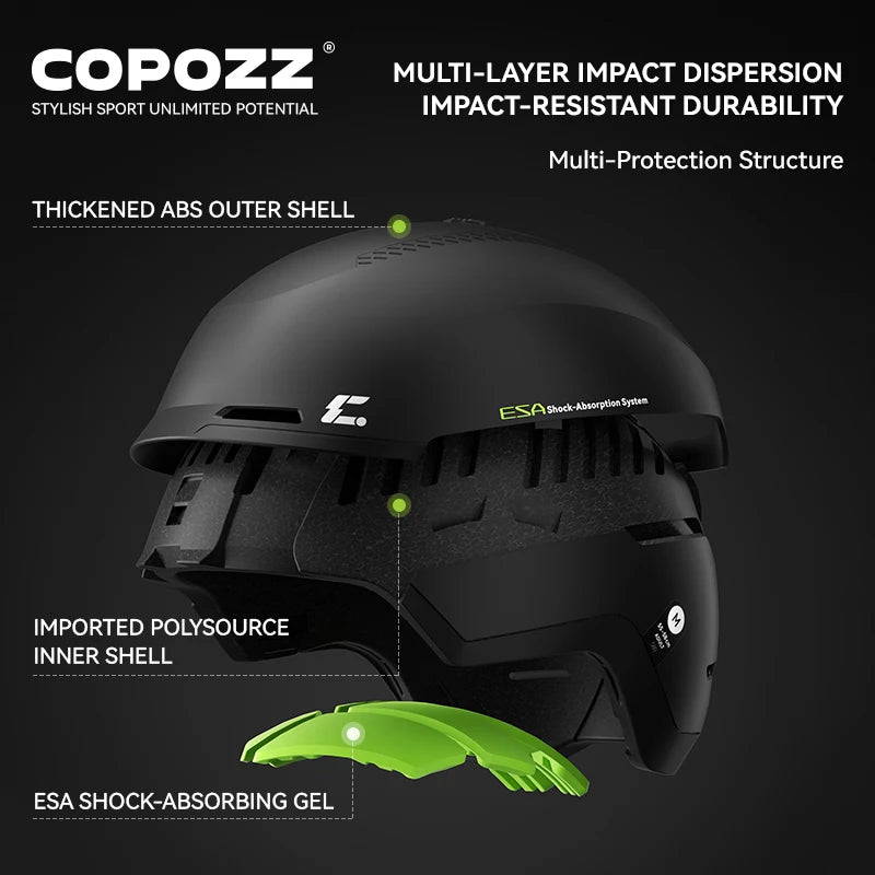COPOZZ-casco de esquí para adultos y invierno, sistema de rescate de posicionamiento REECCO antiimpacto para exteriores, transpirable, casco de seguridad para esquí para hombres y mujeres