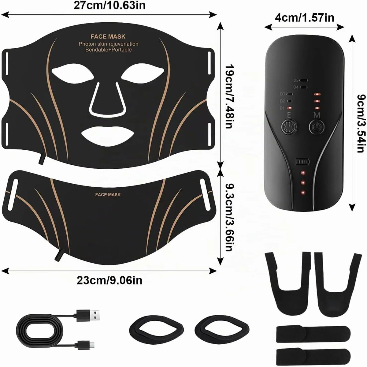 Máscara Facial y de Cuello de Silicona Flexible, 7 Colores, Máscara LED Inalámbrica de Fotones de Alta Energía, Cuidado Diario de la Piel sin Esfuerzo