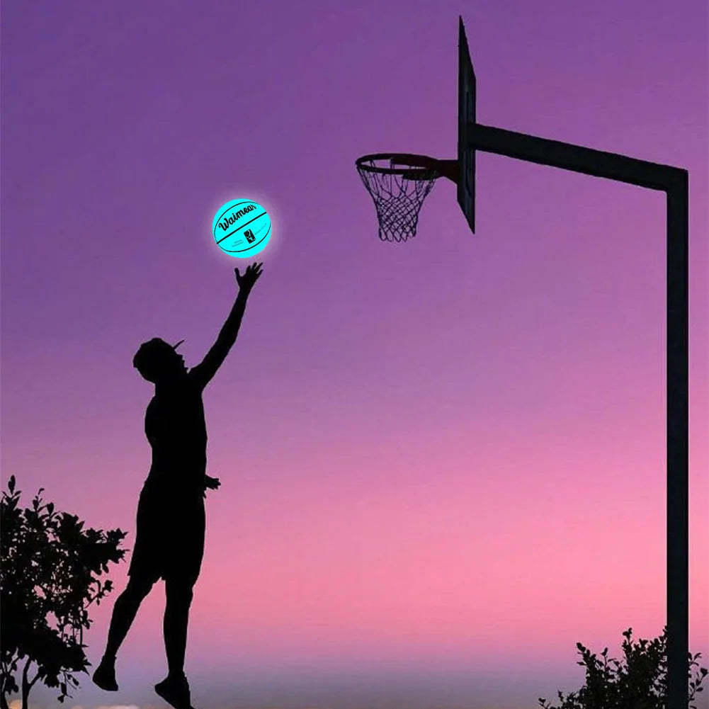 Balón de Baloncesto Luminoso Tamaño 7, Balón de Baloncesto que Brilla en la Oscuridad para Juegos Nocturnos, Regalo para Niños y Adolescentes