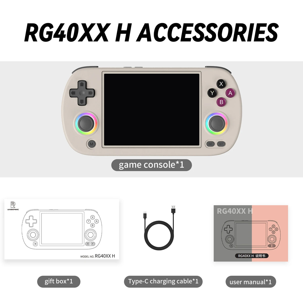 Anbernic RG40XX H 4.0” Handheld Game Console RG40XXH Retro Gaming Player 64G Preloaded 5000+ Games Portable Linux 64-bit System