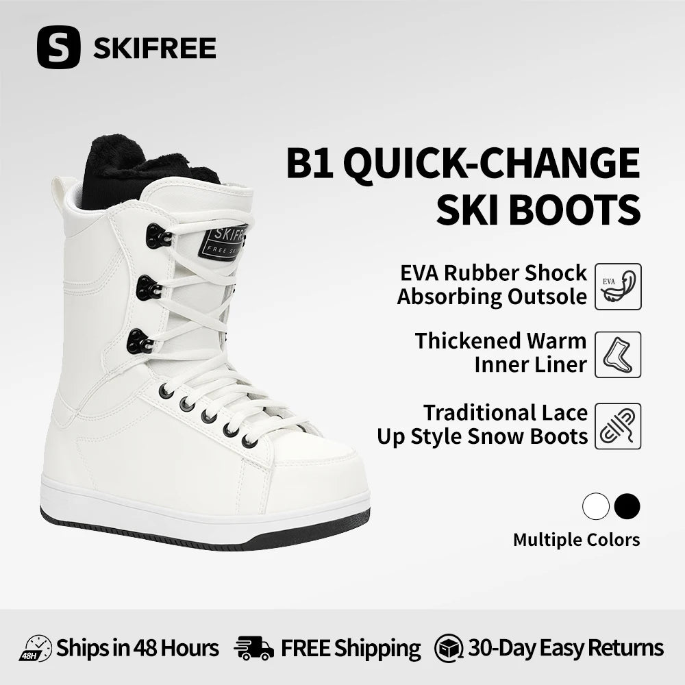 SKIFREE B1 Botas de Snowboard con Cordones Hombre Mujer Principiante Duraderas con Punta Doble Reforzada