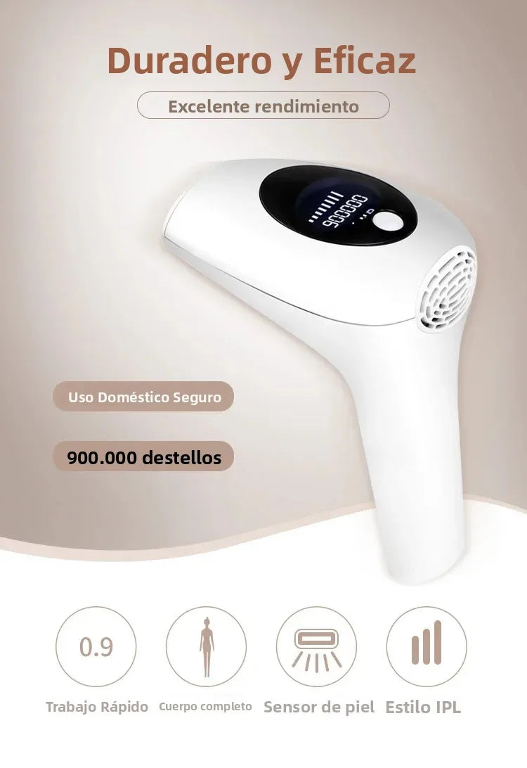 Dispositivo de Depilación IPL 10 Beauty Care, 990000 Flashes, Indoloro y Permanente para Mujeres, Rostro, Cuerpo, Bikini, Pantalla LED, Uso Doméstico