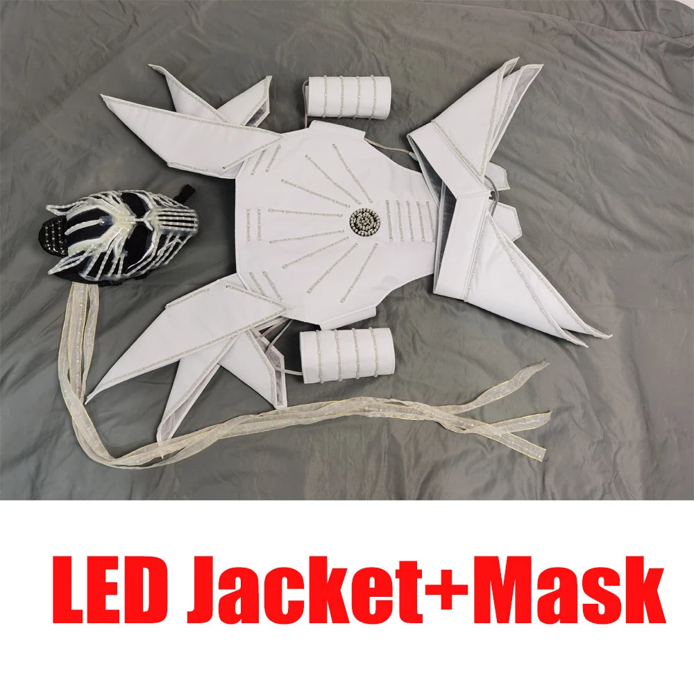 Traje de Robot LED de píxel a todo Color, Traje, luces LED, chaqueta luminosa, ropa, Casco de rendimiento