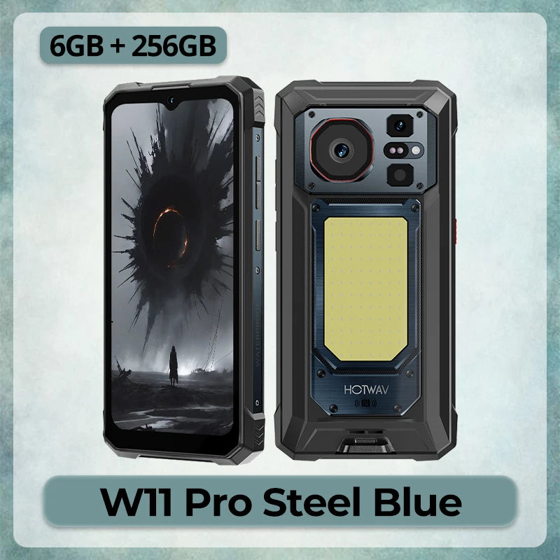 HOTWAV 2026 New W11 Pro 20800mAh Massive Battery Octa-core Rugged Cellphone 6.6'' FHD+ 120Hz Display 33W Fast Charging Smartphone 6GB RAM 256GB ROM Super Camping Light 64MP+20MP+16MP Camera Android 16 Mobile Phone With Hi Hot