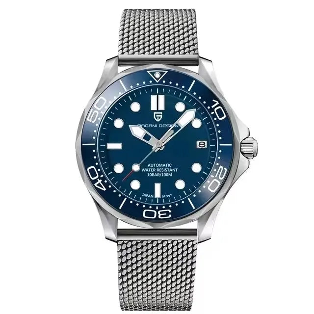 Reloj de lujo mecánico PAGANI DESIGN, bisel de cerámica, cristal de zafiro, fecha, luminoso, movimiento japonés, reloj de acero inoxidable para hombre