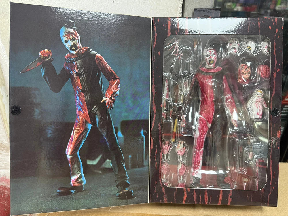 Figura de acción The Clown BLOOD SOAKED de Damien Leone, Terrifier, modelo de juguete articulado, muñeco de regalo