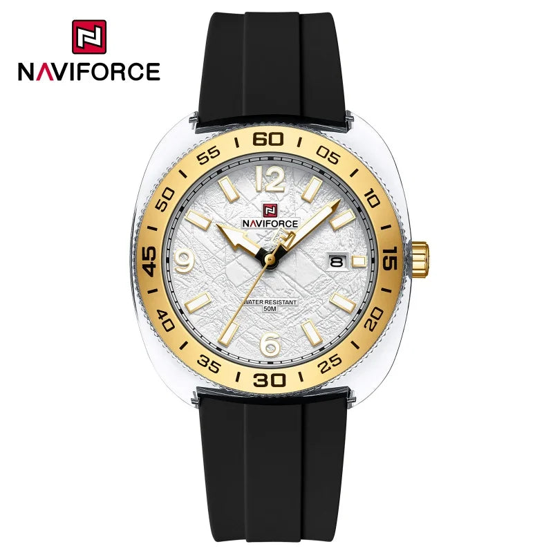 Reloj de cuarzo para hombre NAVIFORCE, a la moda, con indicador de fecha, luminoso, resistente al agua 5ATM, correa de silicona, reloj deportivo para hombre