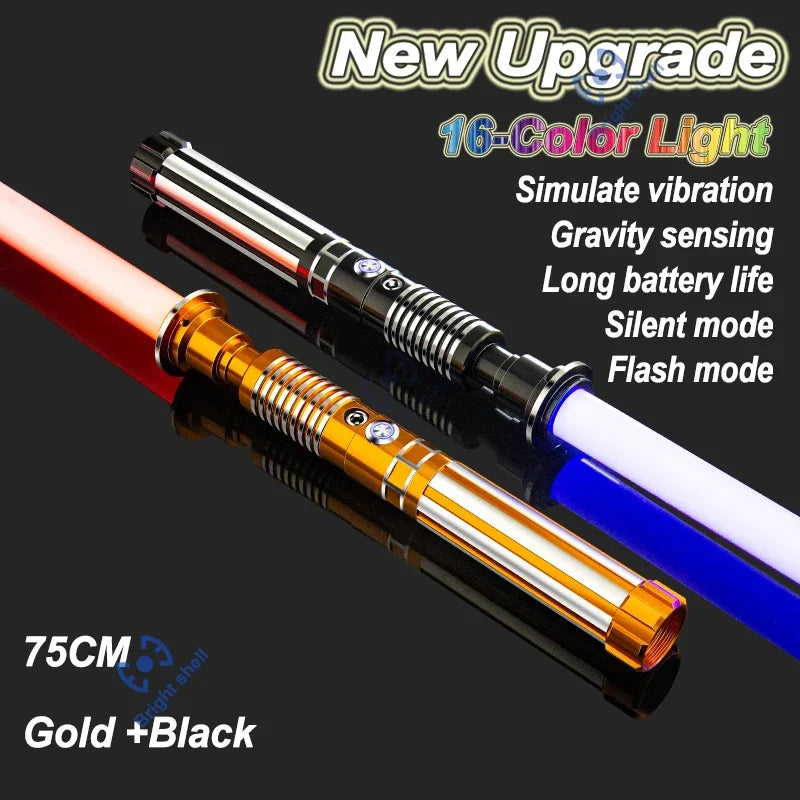 Juguete de sable de luz láser de metal, sable de luz RGB con 15 cambios de color, sonidos, efectos Force FX, FOC, juguete bláster, regalo de espada láser Jedi