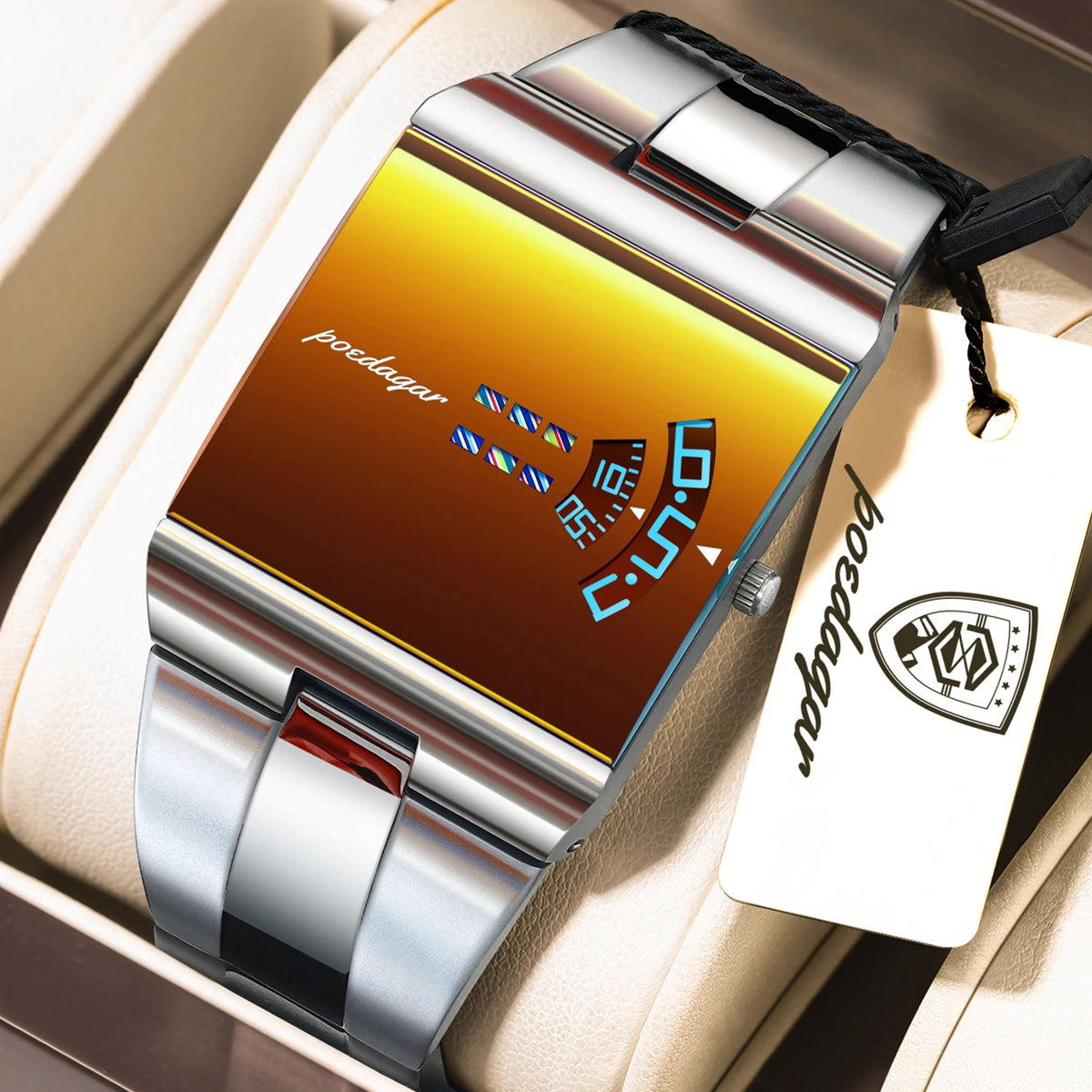 Reloj de cuarzo para hombre POEDAGAR, moda de lujo, resistente al agua, estilo casual, deportivo y militar, de acero inoxidable + caja