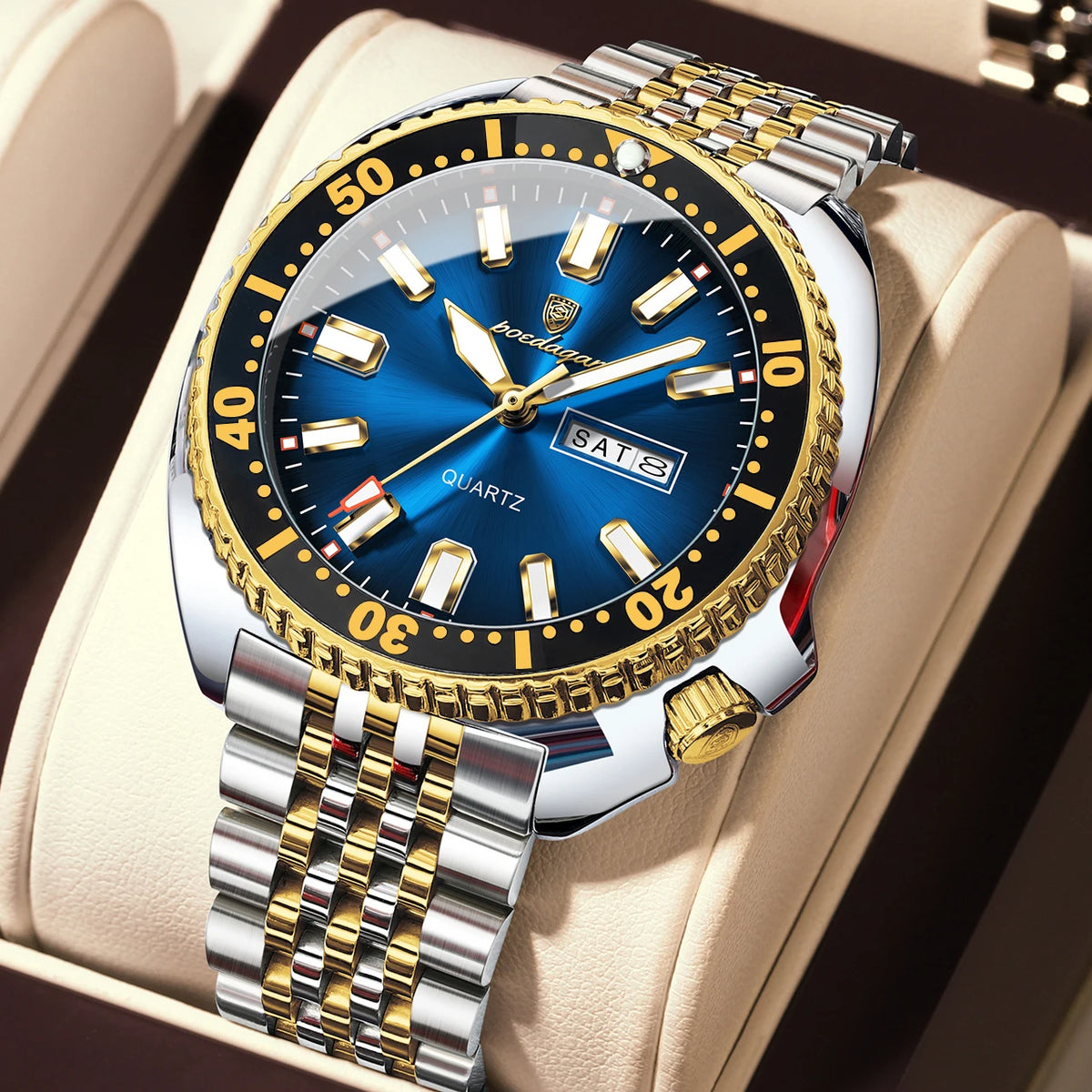 Reloj de cuarzo para hombre POEDAGAR, de lujo, para negocios, con fecha, día, resistente al agua y luminoso, reloj de pulsera deportivo de acero inoxidable