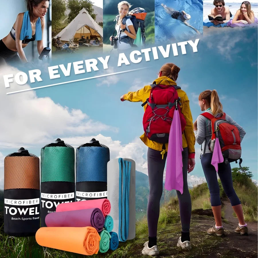 Toalla deportiva de fibra ultrafina para viajes al aire libre, natación y uso en la playa, sin arena, de alta absorción, suave, agradable para la piel, conveniente