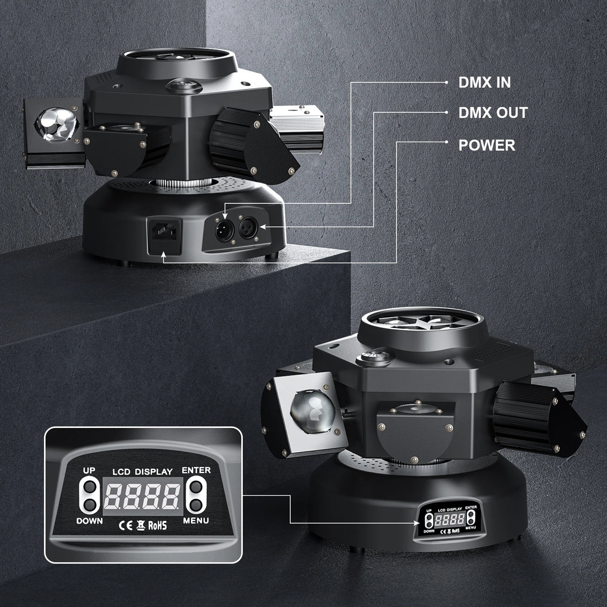 Luces móviles U'King LED de 6 brazos, 150W RGBW 4 en 1, efecto Beam/Wash/Zoom, luz de escenario DMX512, luz de DJ para bodas, fiestas, KTV, espectáculos.