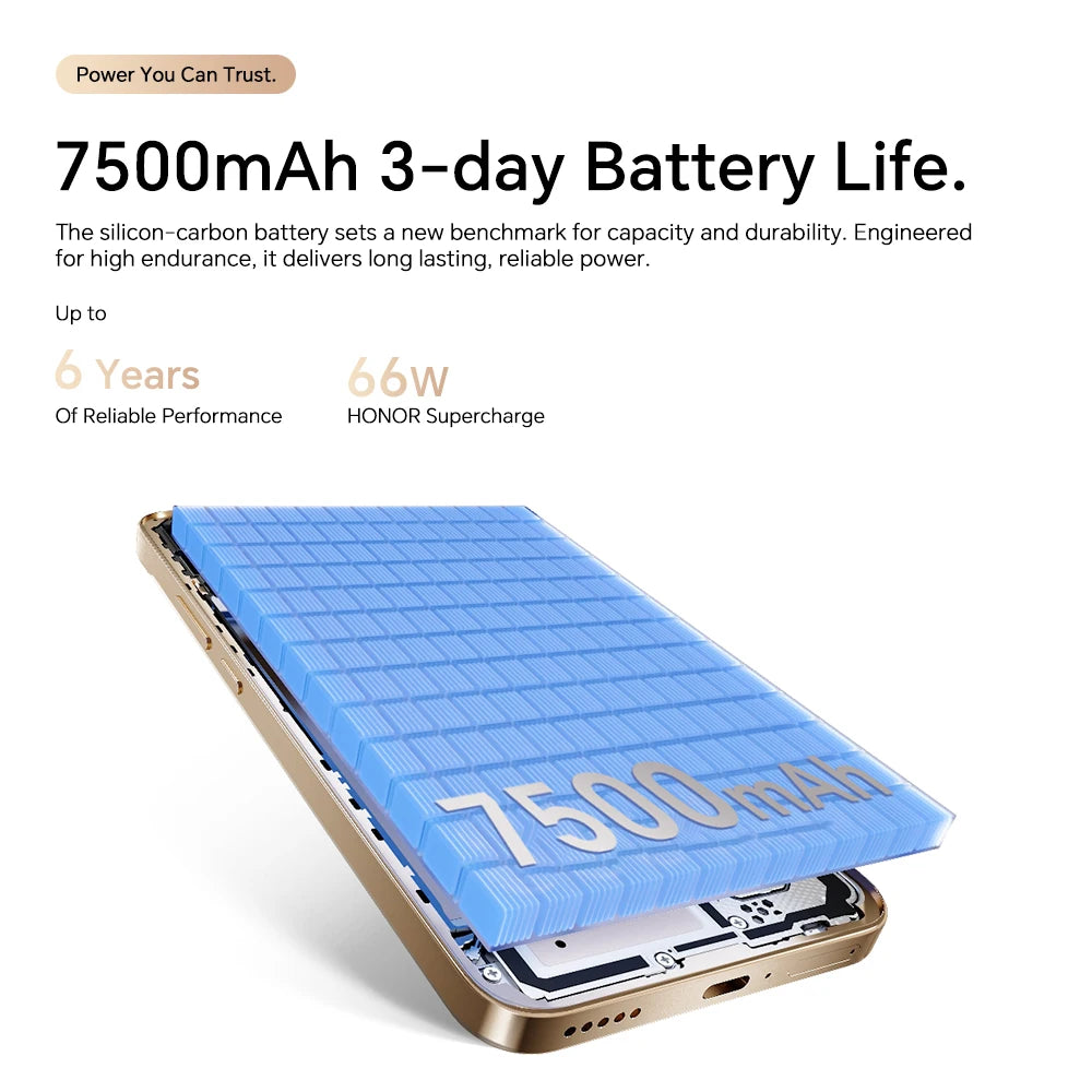Smartphone HONOR Magic 8 Lite versión EU 5G, 108MP OIS AI, eSIM, resistente a caídas de 2,5 m, resistente al polvo IP69K, 7500 mAh, Snapdragon 6 Gen4