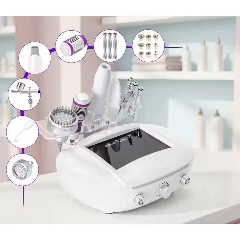 5 en 1: dispositivo de limpieza ultrasónica, eliminación de células muertas, microdermoabrasión con fotones, eliminación de arrugas, pulverizador facial, máquina de belleza para una piel suave.
