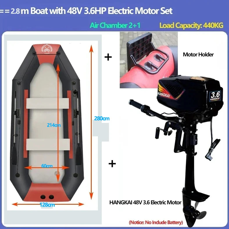 Bote de Pesca Inflable de PVC Multitamaño con Motor, para una Persona, 0.7mm de Grosor, Resistente al Desgaste, Kayak, Canoa