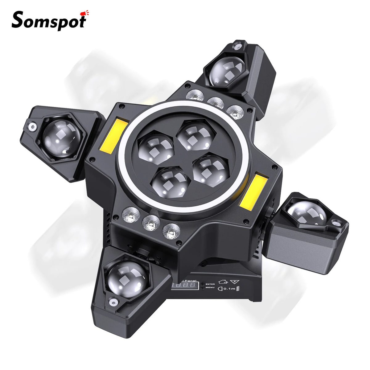 Luz de cabeza móvil Somspot 120W 4 en 1, luz de lavado RGBW, efecto de haz Bee Eye, luz láser con control remoto, luces de DJ para discoteca, fiesta, escenario, proyector de iluminación para conciertos, bodas, teatros, espectáculos en vivo, bares y clubes