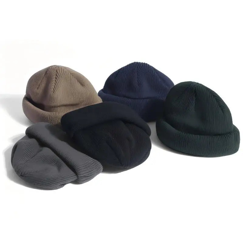 Gorro de punto unisex, gorro de color sólido, cálido, a prueba de viento, con borde doblado, para hombres y mujeres, para esquiar en climas fríos al aire libre.