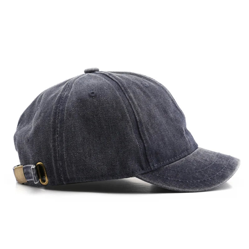 Gorra de béisbol vintage de mezclilla de ala corta para mujer y hombre, estilo coreano JK, gorra de algodón lavado, estilo hip hop, ajustable, tipo camionero