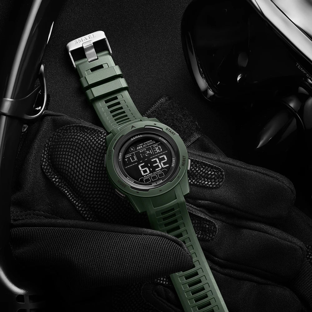 Reloj digital SMAEL 8105, reloj deportivo LED para hombre, resistente al agua 50m, cronómetro con luz para hombre