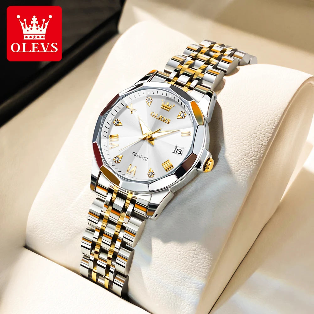 Reloj OLEVS 9931 para mujer, elegante reloj de cuarzo cuadrado original, resistente al agua, luminoso, con fecha automática, regalo para dama