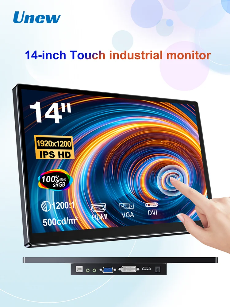 Monitor portátil Unew Premium de 14 pulgadas con pantalla táctil y resolución de 1920x1200 IPS para computadora, segunda pantalla para laptop, teléfono, CCTV, bricolaje y automóvil.