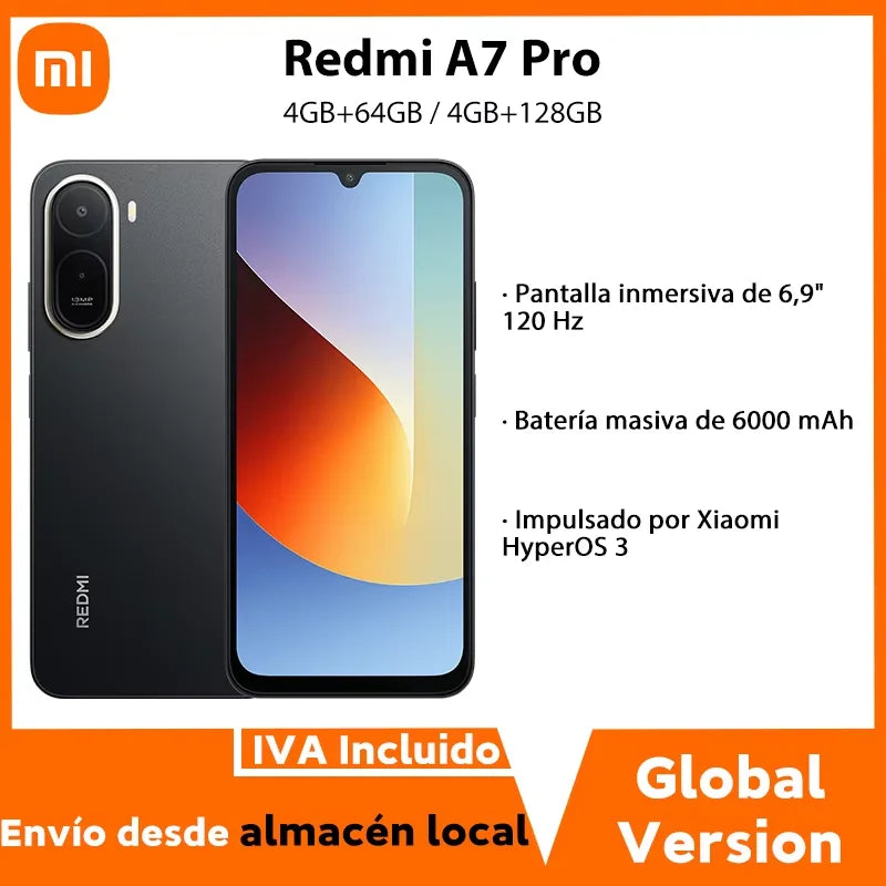 Versión Global Xiaomi Redmi A7 Pro Smartphone Batería 6000mAh Pantalla 6.9" 120Hz Cámara 13MP Xiaomi HyperOS Teléfono Móvil Xiaomi