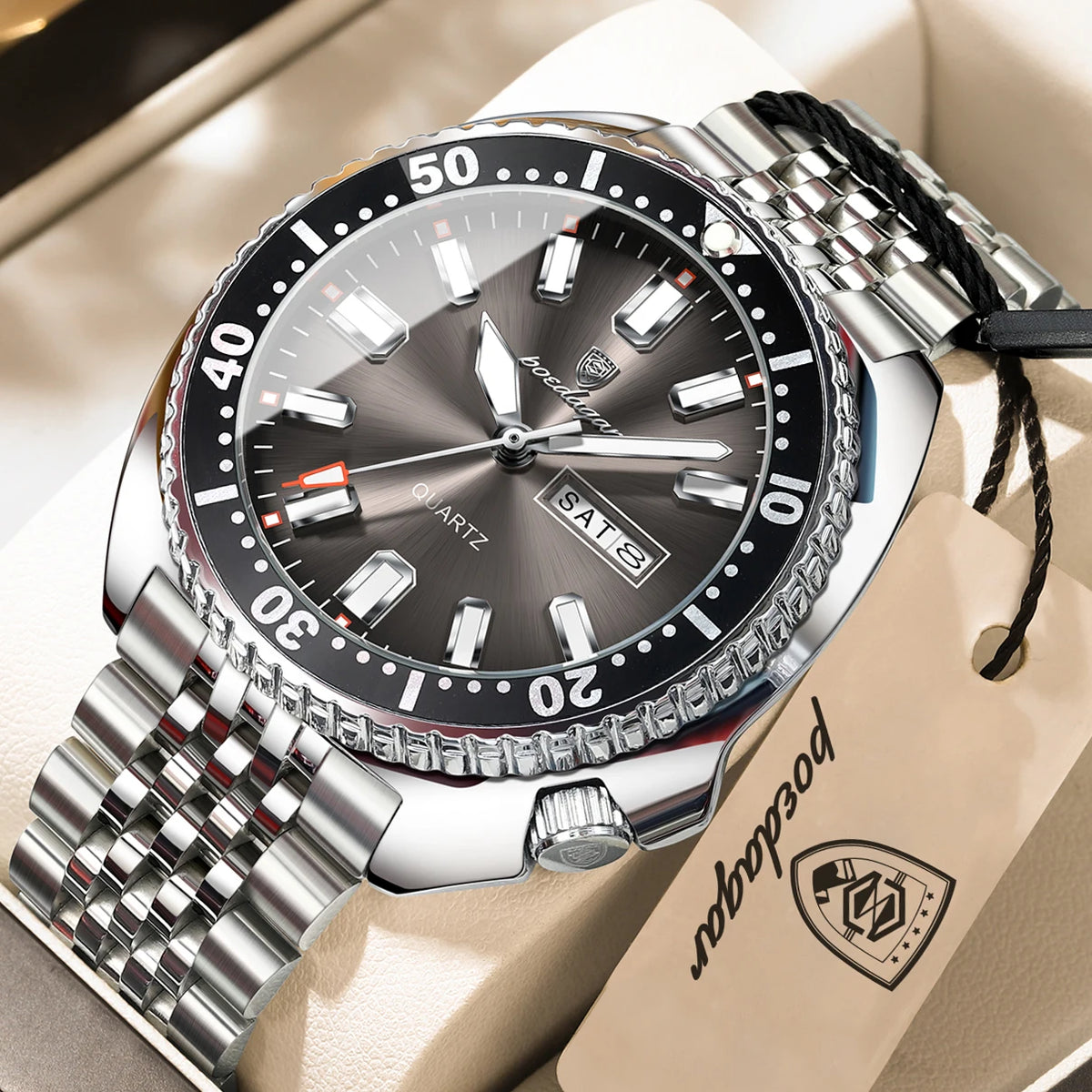 Reloj de pulsera para hombre POEDAGAR de alta moda, luminoso, resistente al agua, con fecha y día, de cuarzo, de acero inoxidable, creativo para hombre.