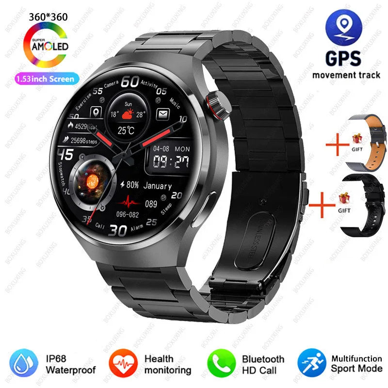 Reloj inteligente 2026 New Watch 4 Pro GPS para hombre, pantalla AMOLED 360*360, frecuencia cardíaca, llamada Bluetooth, resistente al agua IP68, smartwatch deportivo para hombre