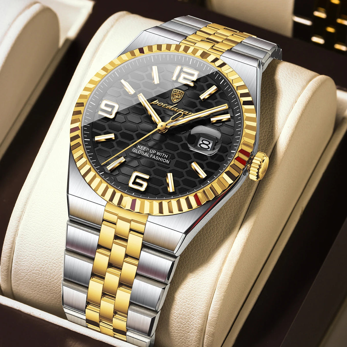 Reloj de hombre original de alta calidad POEDAGAR, resistente al agua, luminoso, con fecha, reloj de lujo para hombre, de acero inoxidable, de cuarzo, incluye caja
