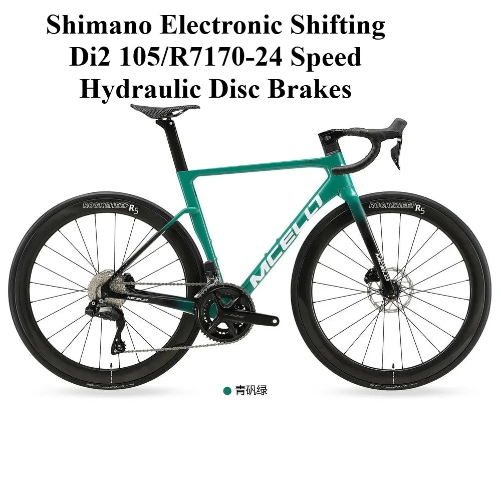 Bicicleta de carretera de fibra de carbono T800 de alto rendimiento, ultraligera de 7,5 kg, edición dedicada al equipo de carreras YUZHE, V2 105 Di2 R7170-24S, con frenos de disco hidráulicos