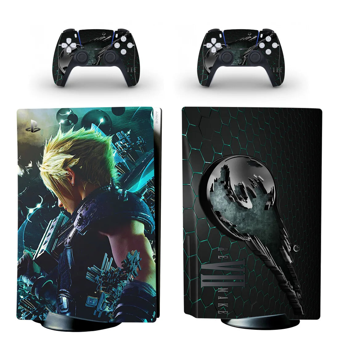 Adhesivo protector de vinilo para consola PS5 y 2 mandos, diseño de Final Fantasy (versión disco)