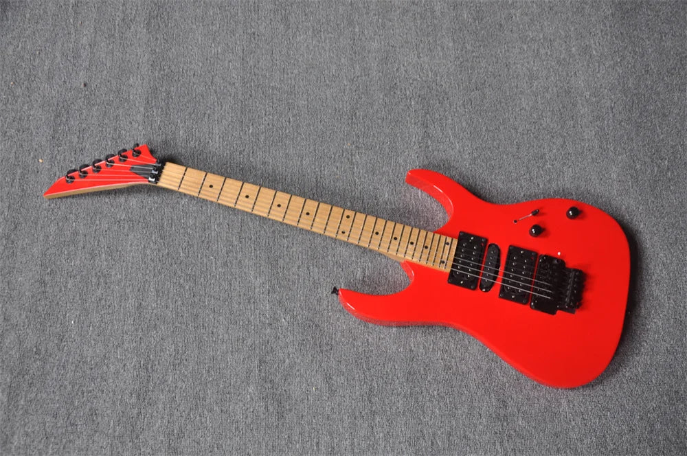 Guitarra Eléctrica de 6 Cuerdas con Cuerpo Rojo, Mástil de Arce y Herrajes Negros, Servicio de Personalización