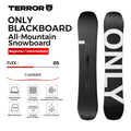 Tabla de Snowboard TERROR ONLY All Mountain, Perfil Flat Rock, Flex 5, Núcleo de Madera de Álamo con Refuerzo de Carbono para Principiantes